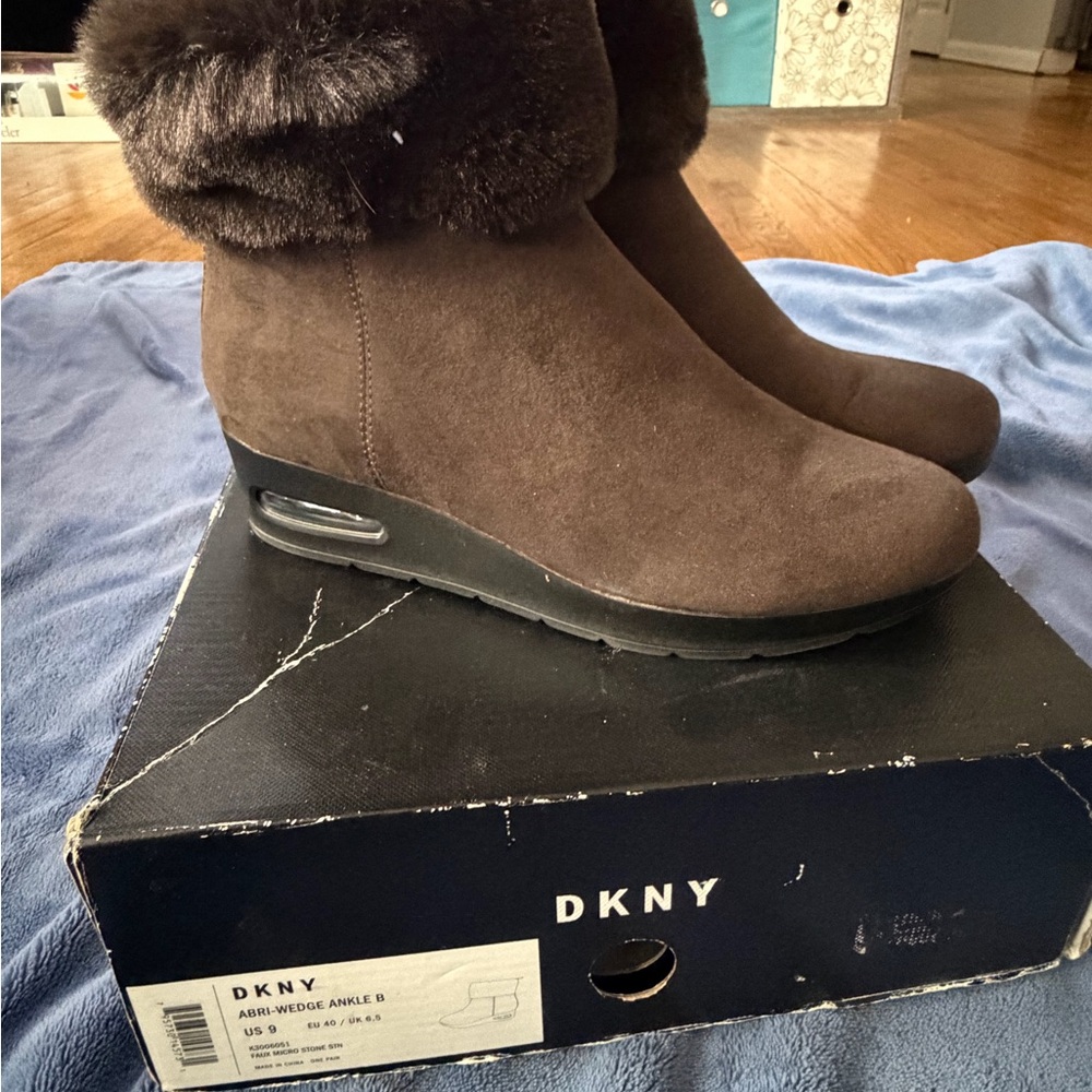 DKNY Brown Wedge Ankle Boots
